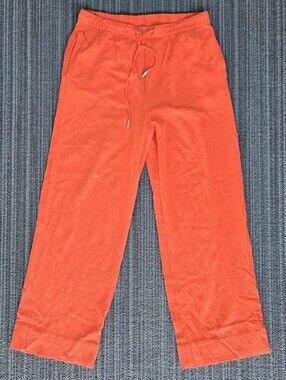 High-waisted Orange Linen Blend Pants by Thrityyears